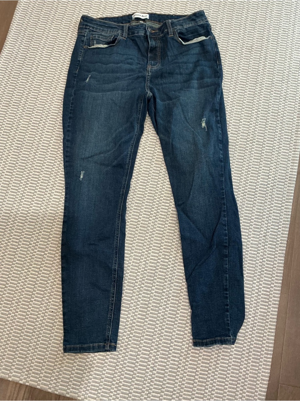 Studio Blue Dark Skinny Jeans with Subtle Distress